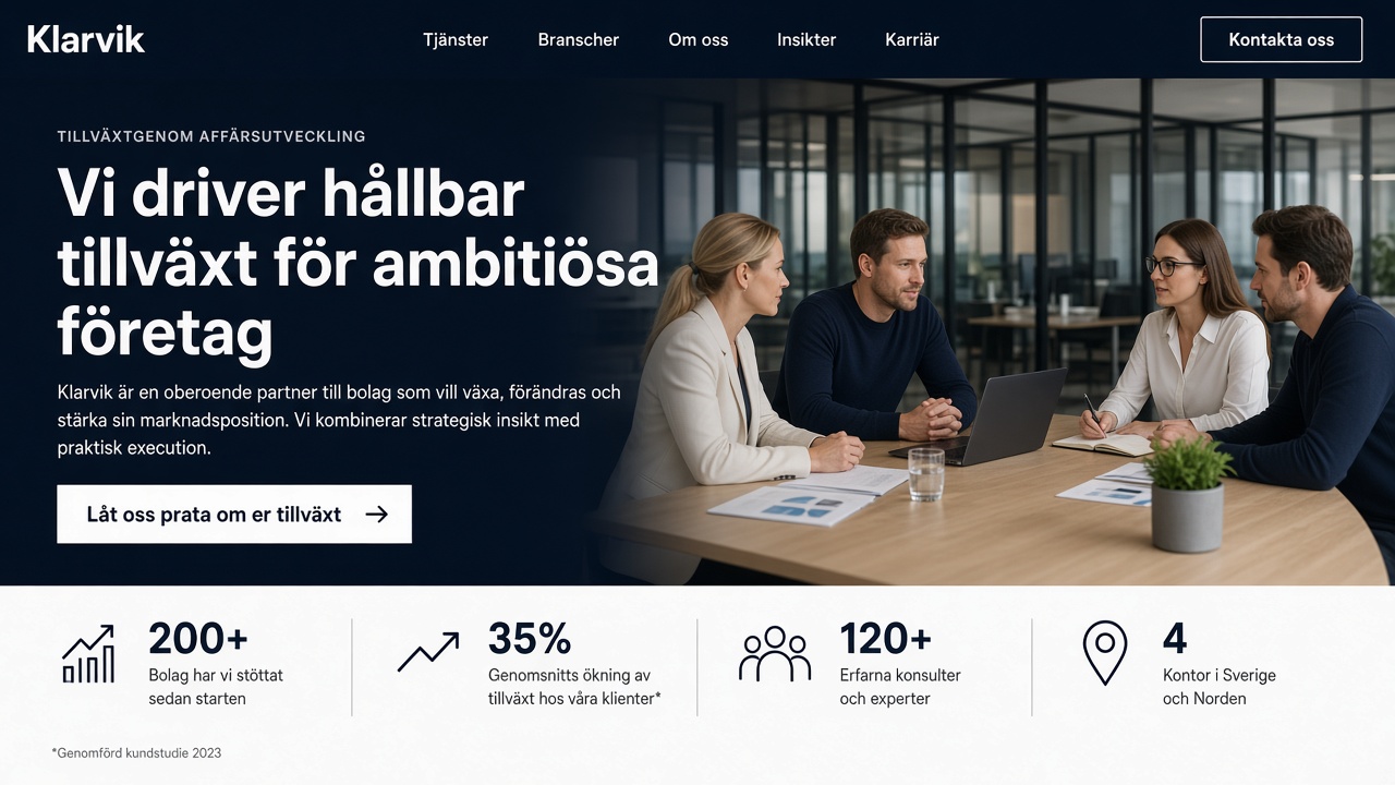 Mall för företagslandningen Klarvik