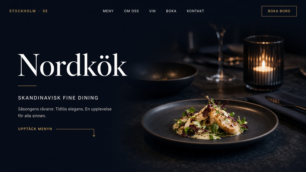 Mall för restaurangen Nordkök